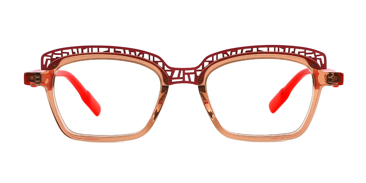 Brown Rectangle Simple  Eyeglasses | WhereLight