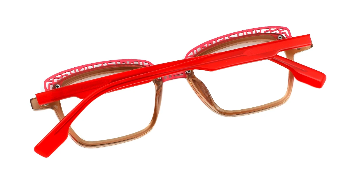 Brown Rectangle Simple  Eyeglasses | WhereLight