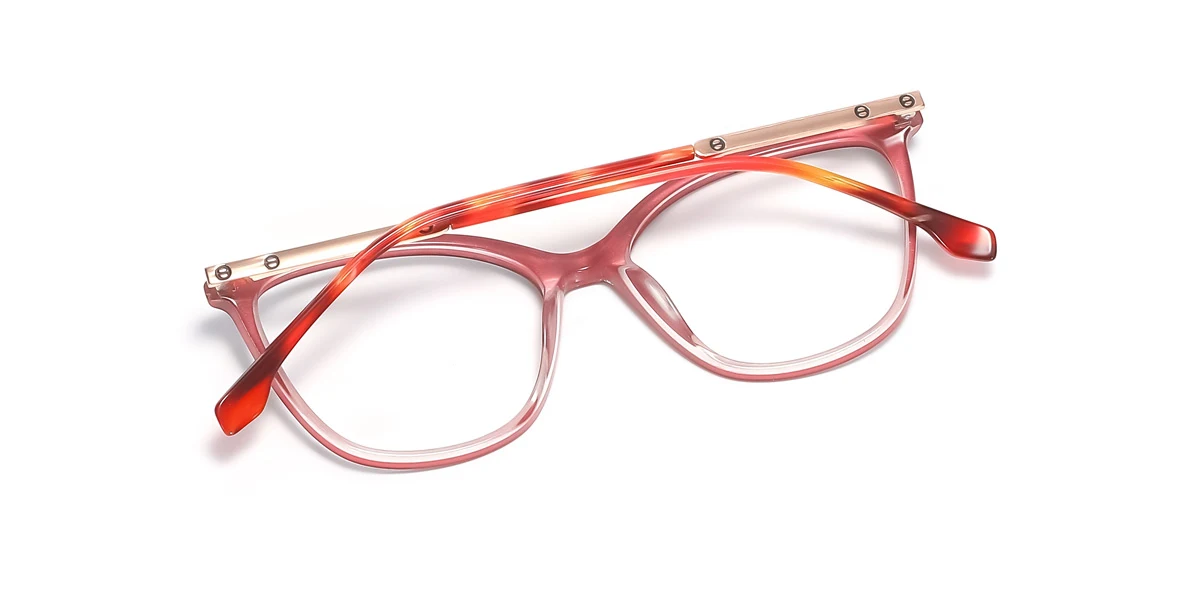 Red Cateye Rectangle Unique Spring Hinges Eyeglasses | WhereLight