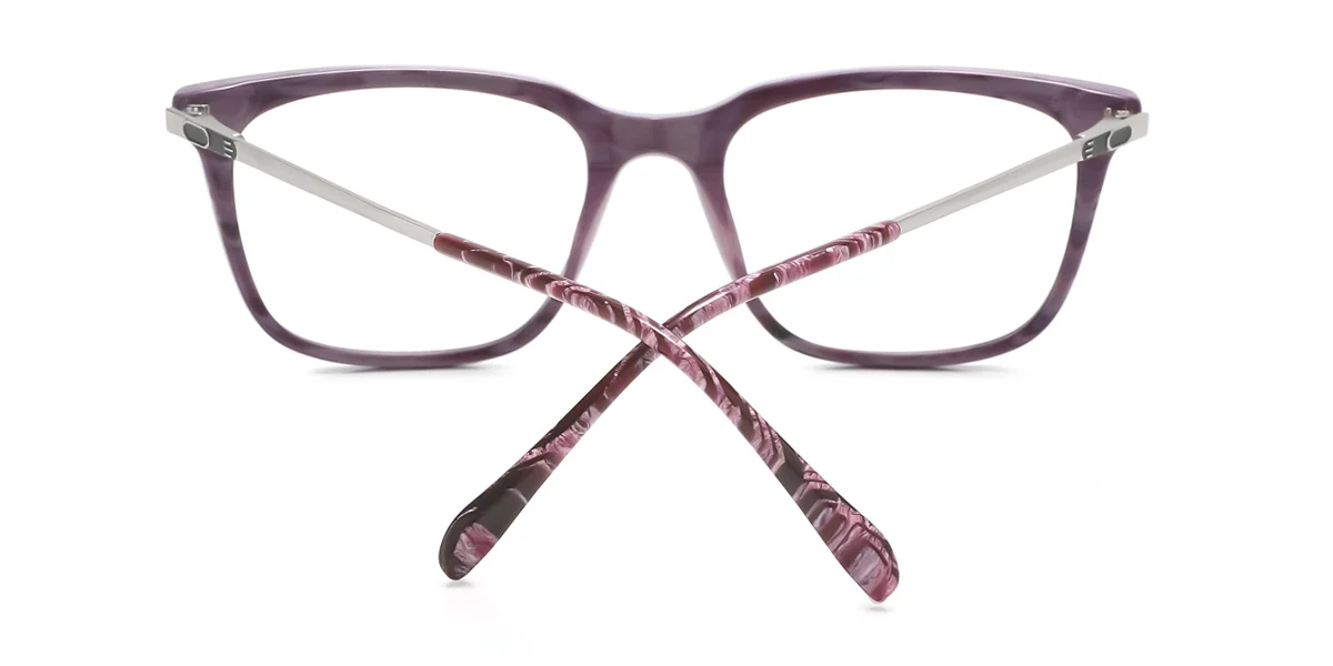 Purple Rectangle Unique Spring Hinges Eyeglasses | WhereLight