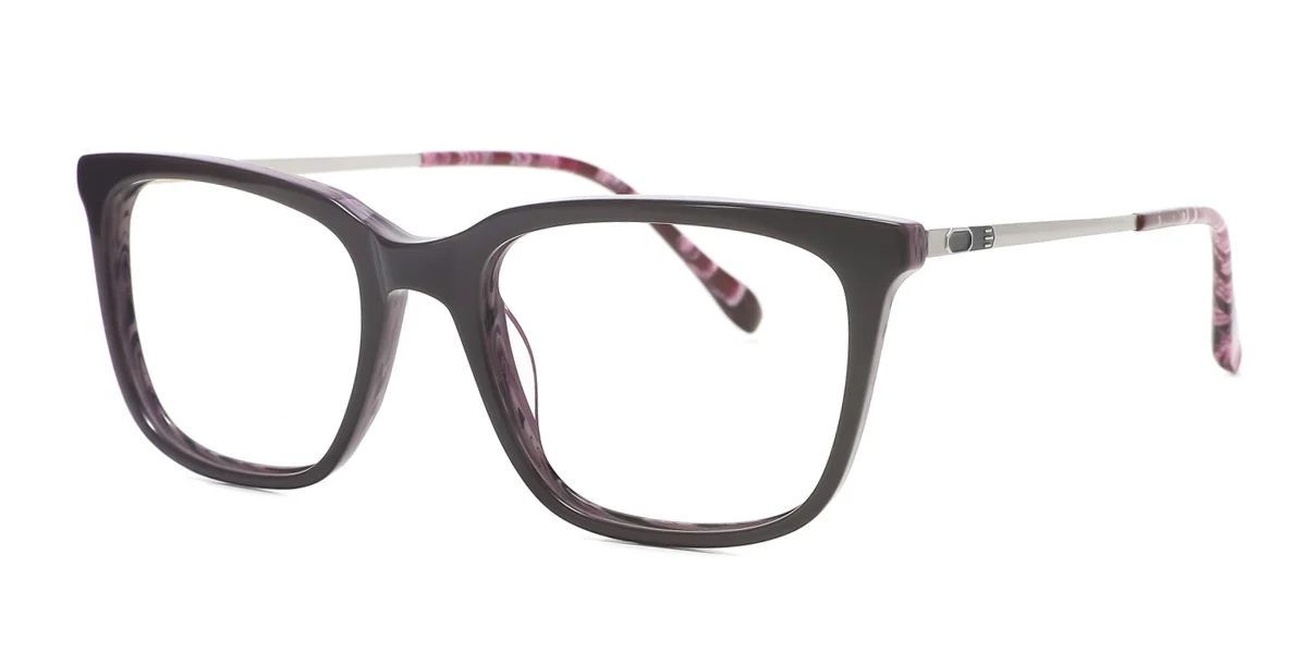 Purple Rectangle Unique Spring Hinges Eyeglasses | WhereLight