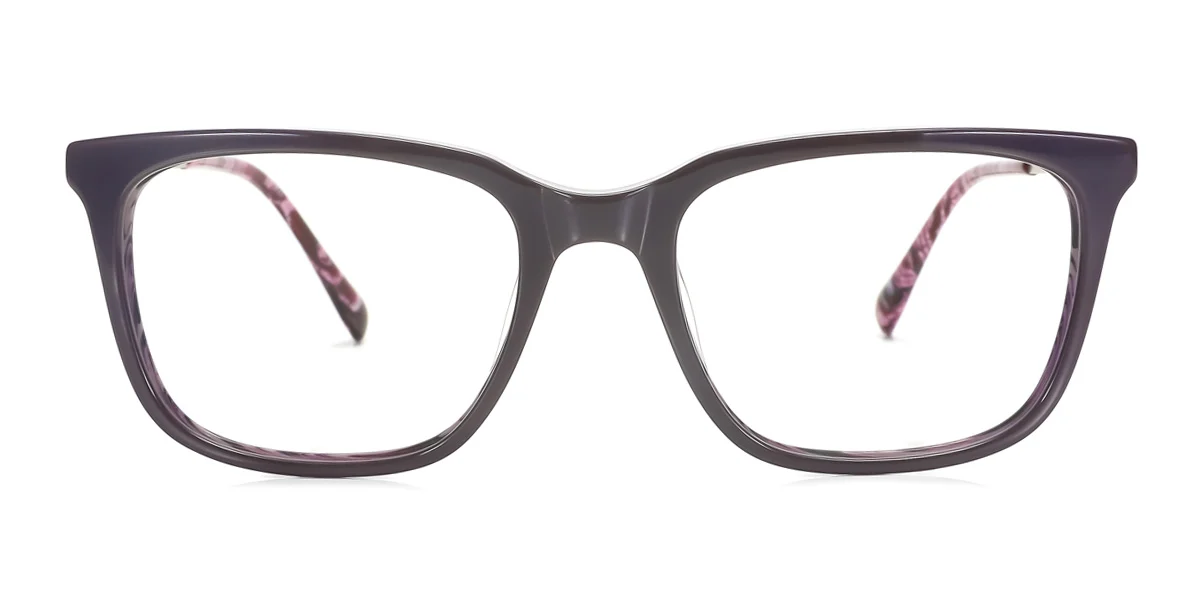 Purple Rectangle Unique Spring Hinges Eyeglasses | WhereLight