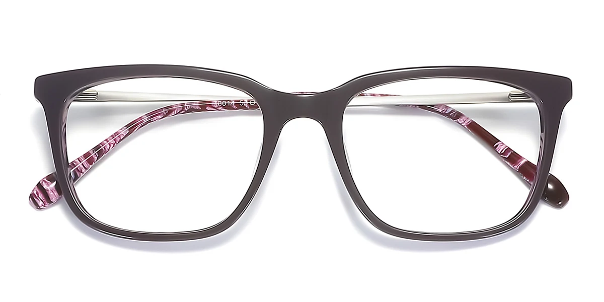 Purple Rectangle Unique Spring Hinges Eyeglasses | WhereLight