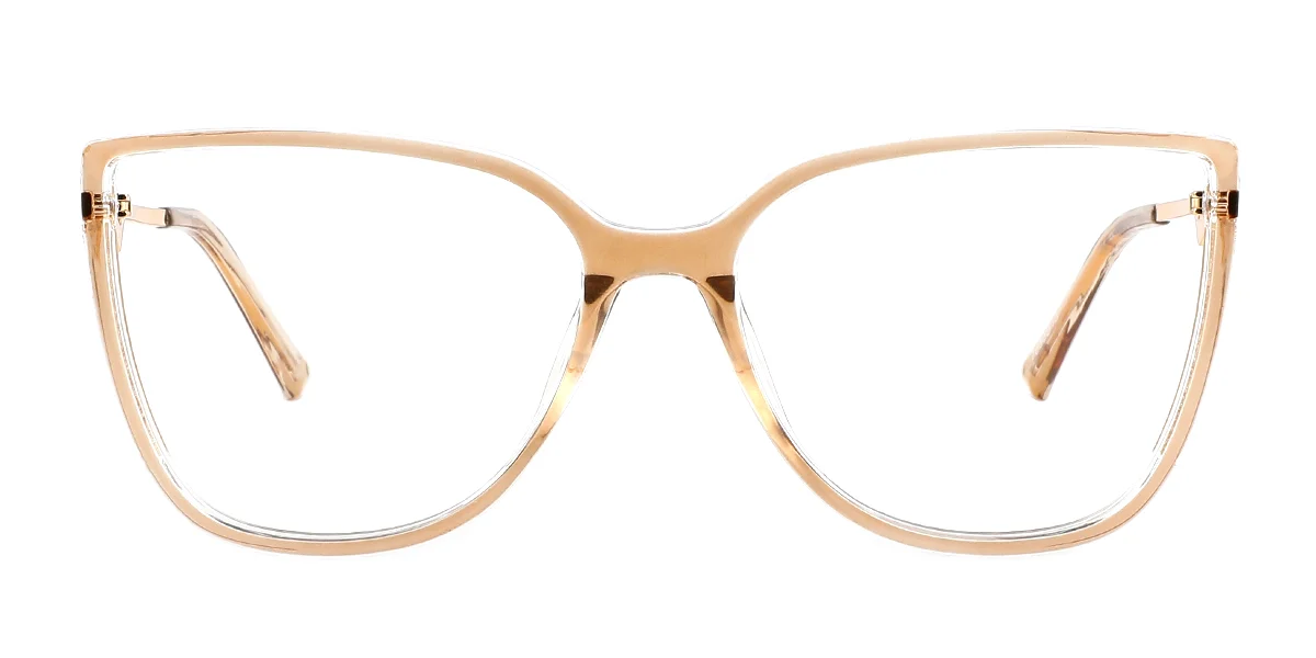 Brown Cateye Simple Classic Spring Hinges Custom Engraving Eyeglasses | WhereLight