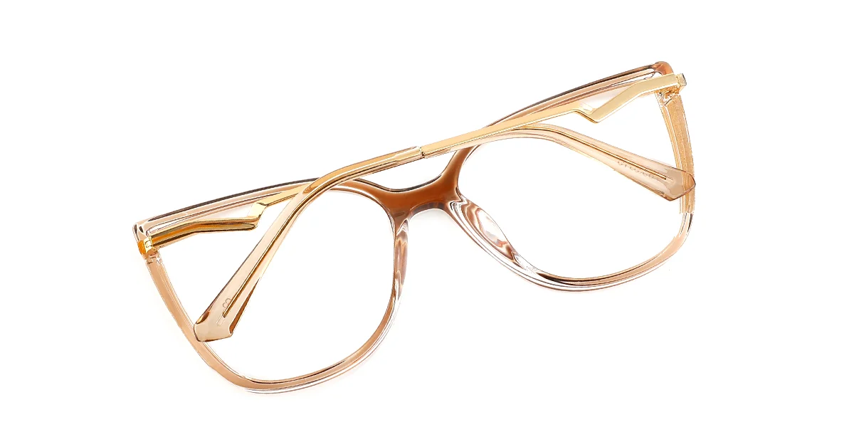 Brown Cateye Simple Classic Spring Hinges Custom Engraving Eyeglasses | WhereLight