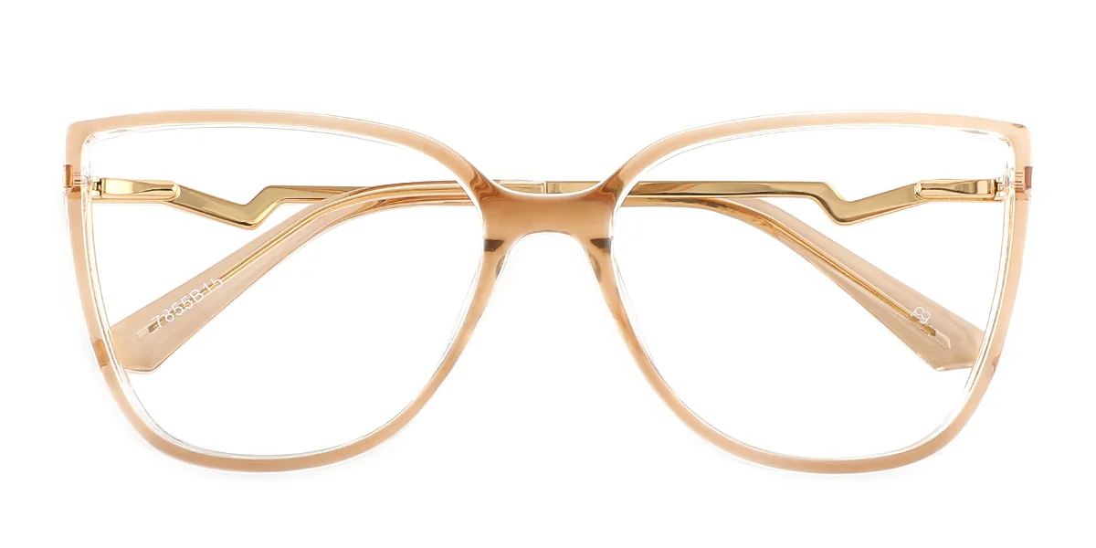 Brown Cateye Simple Classic Spring Hinges Custom Engraving Eyeglasses | WhereLight