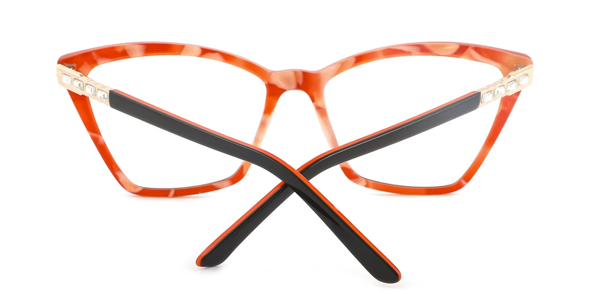 Orange Cateye Gorgeous Spring Hinges Eyeglasses | WhereLight