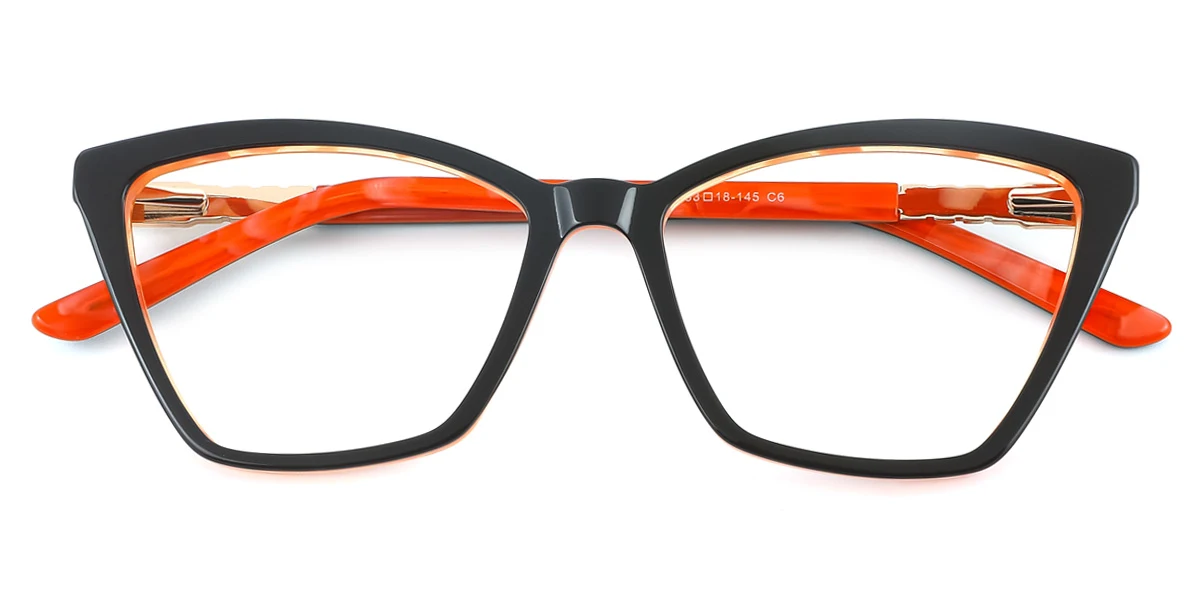 Orange Cateye Gorgeous Spring Hinges Eyeglasses | WhereLight
