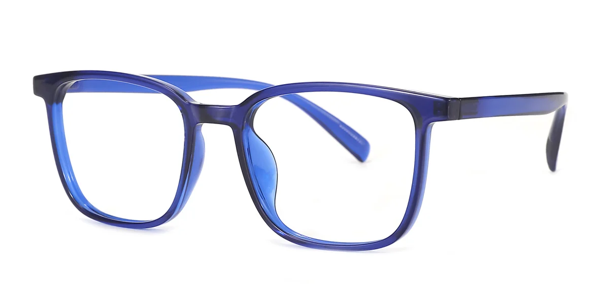 Blue Rectangle Simple  Eyeglasses | WhereLight