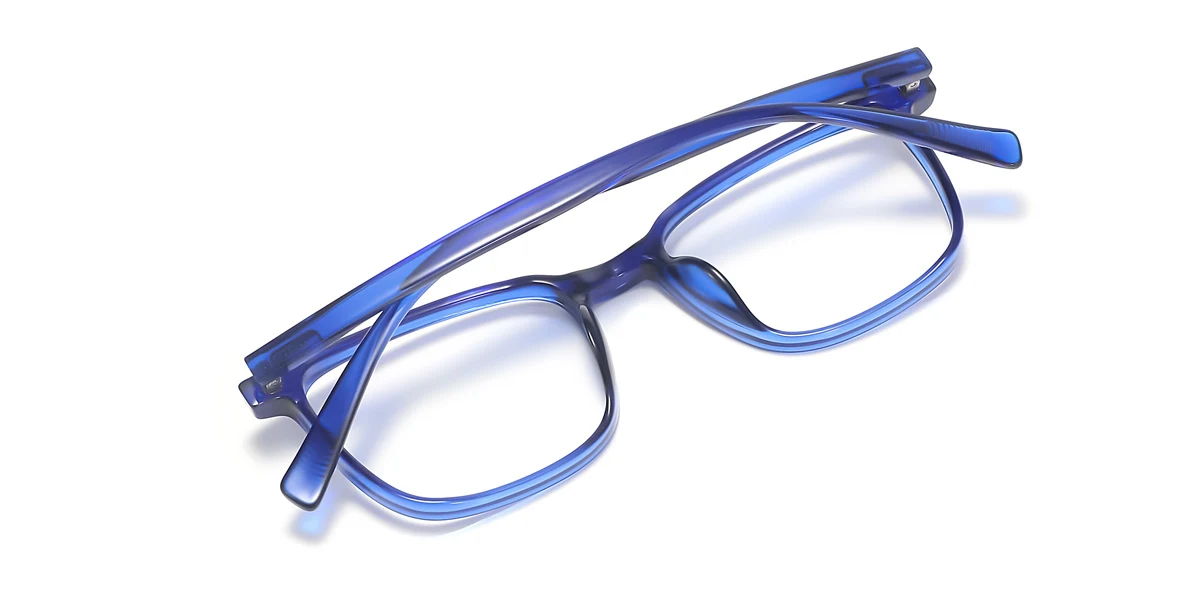 Blue Rectangle Simple  Eyeglasses | WhereLight