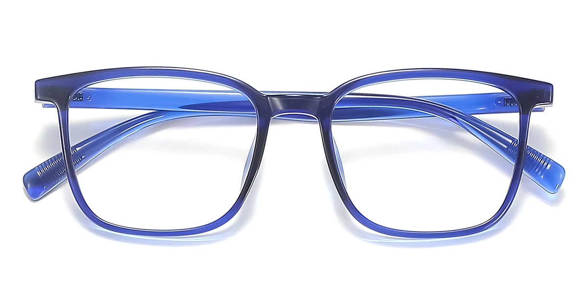 Blue Rectangle Simple  Eyeglasses | WhereLight