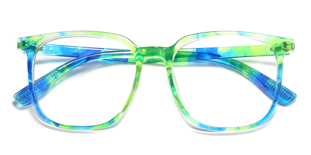 Green Rectangle Gorgeous Custom Engraving Eyeglasses | WhereLight