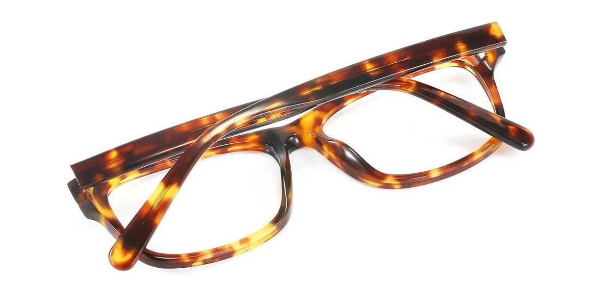 Tortoiseshell Rectangle Simple Classic Spring Hinges Eyeglasses | WhereLight