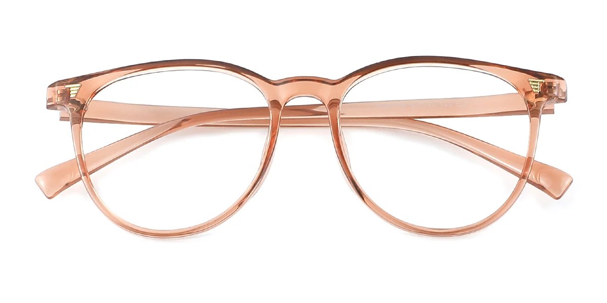 Brown Round Simple Classic Super Light Eyeglasses | WhereLight