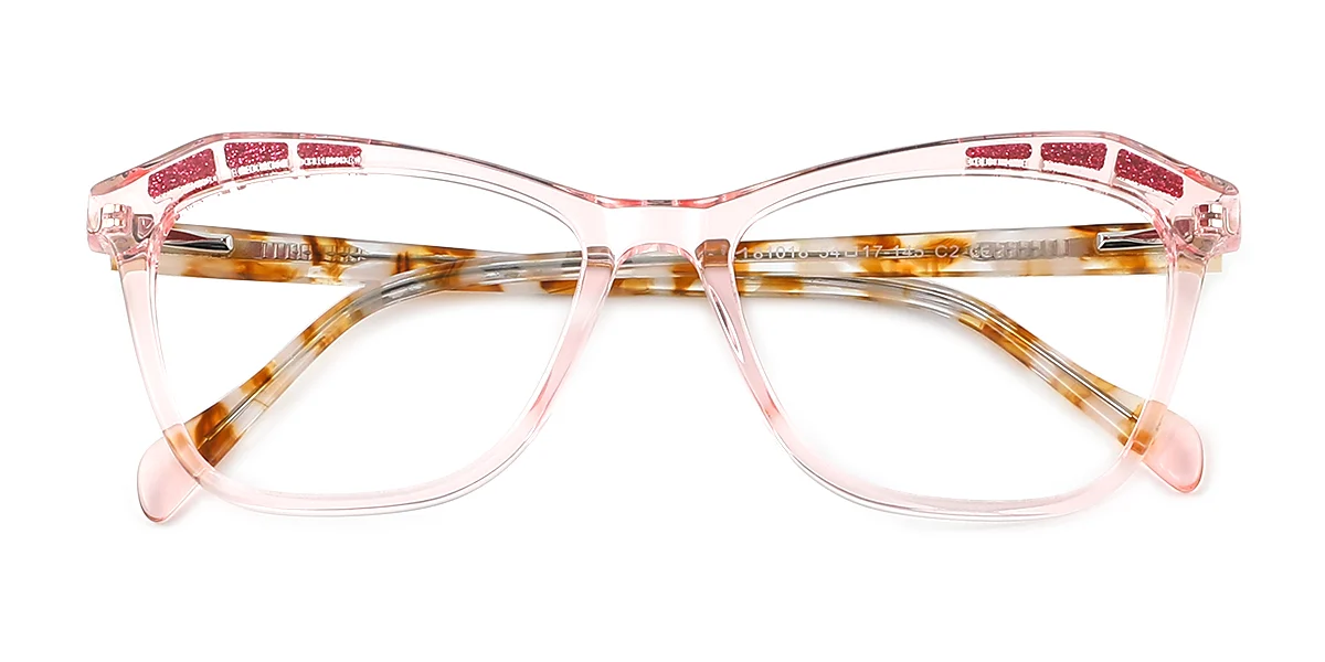 Pink Geometric Irregular Simple Spring Hinges Custom Engraving Eyeglasses | WhereLight