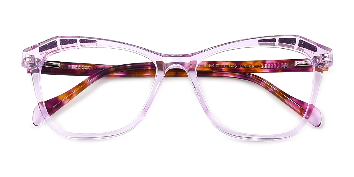 Purple Geometric Irregular Simple Spring Hinges Custom Engraving Eyeglasses | WhereLight