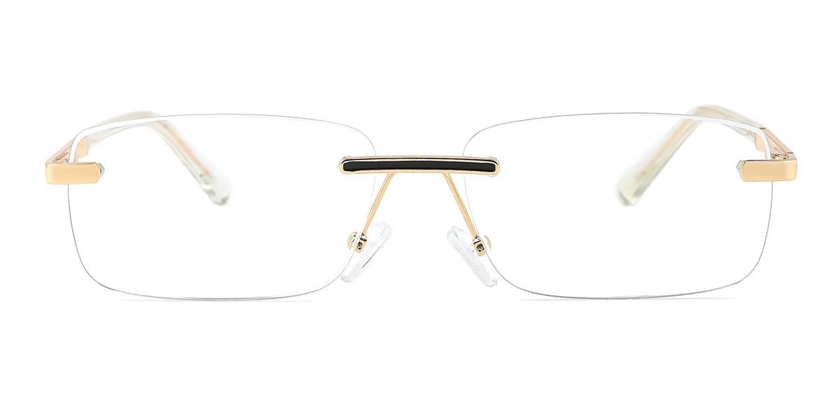 Gold Rectangle Simple Classic  Eyeglasses | WhereLight