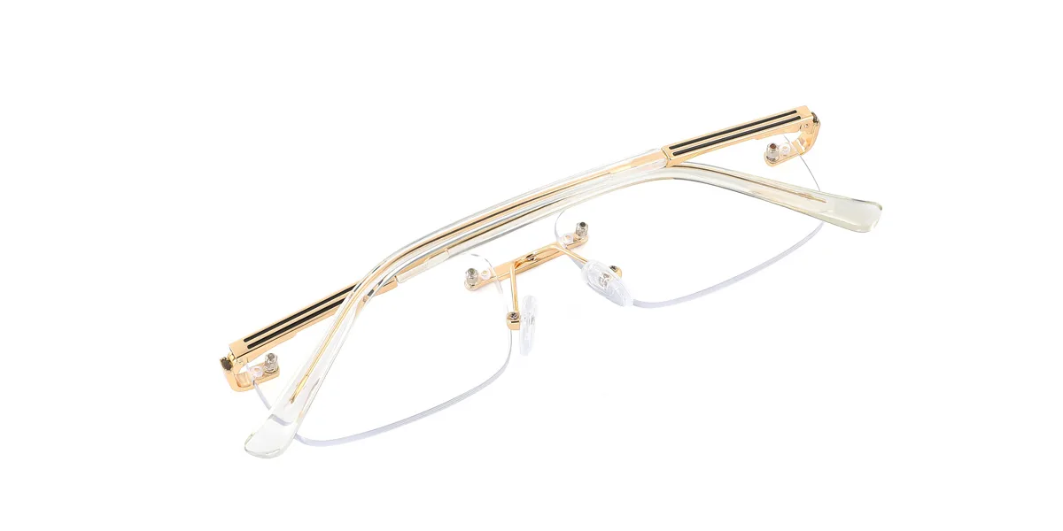 Gold Rectangle Simple Classic  Eyeglasses | WhereLight