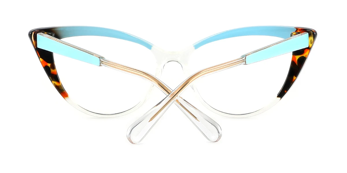Blue Cateye Classic Spring Hinges Custom Engraving Eyeglasses | WhereLight