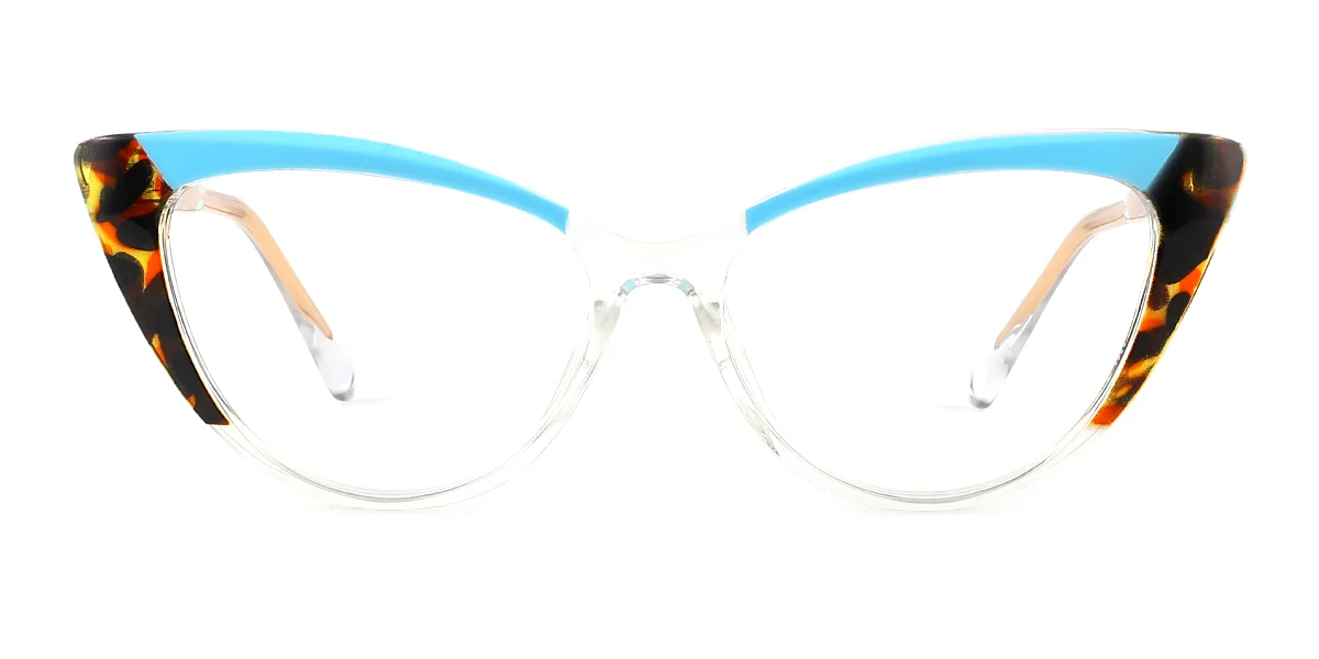 Blue Cateye Classic Spring Hinges Custom Engraving Eyeglasses | WhereLight