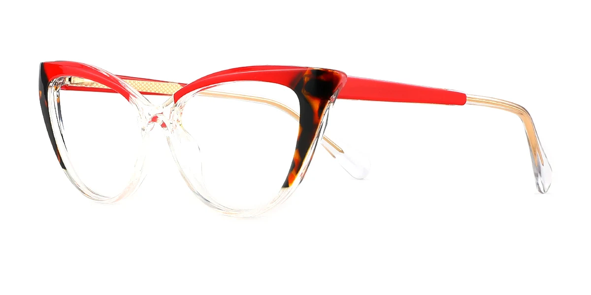 Red Cateye Classic Spring Hinges Custom Engraving Eyeglasses | WhereLight