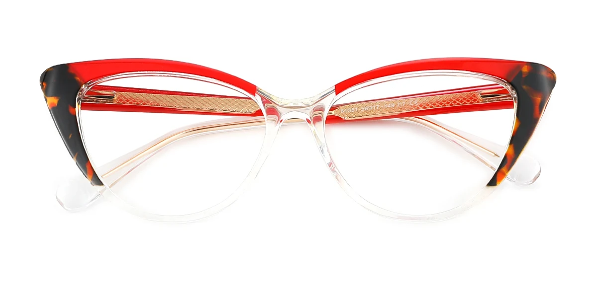 Red Cateye Classic Spring Hinges Custom Engraving Eyeglasses | WhereLight