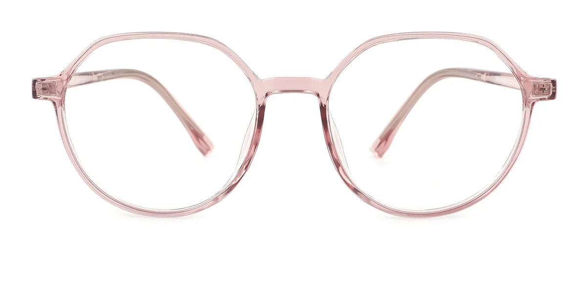 Pink Oval Geometric Irregular Simple Retro Super Light Custom Engraving Eyeglasses | WhereLight