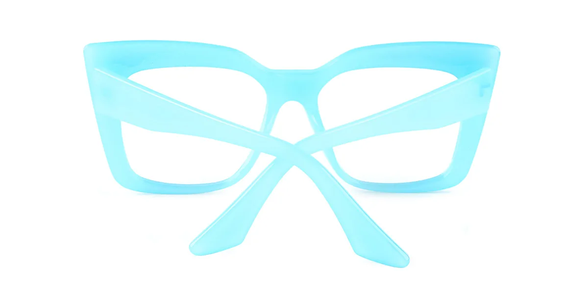 Blue Cateye Rectangle Unique Custom Engraving Eyeglasses | WhereLight
