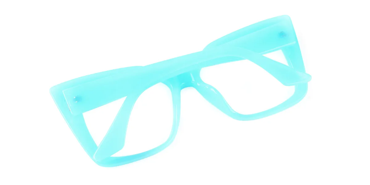 Blue Cateye Rectangle Unique Custom Engraving Eyeglasses | WhereLight