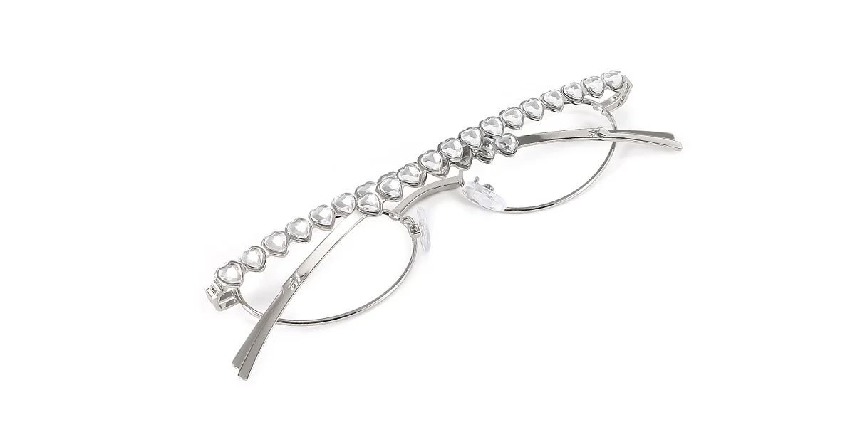 Silver Oval Gorgeous Rhinestone  Eyeglasses | WhereLight