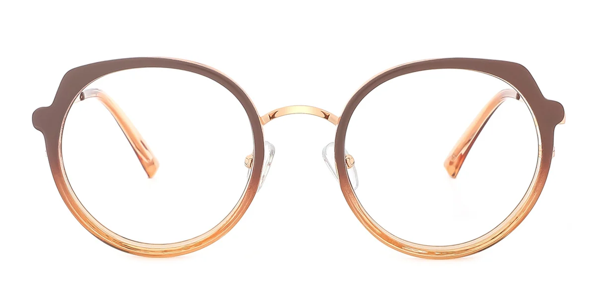 Brown Round Unique Gorgeous Spring Hinges Eyeglasses | WhereLight