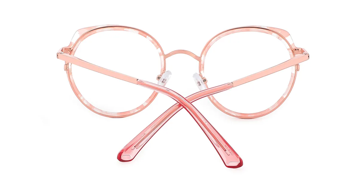 Pink Round Unique Gorgeous Spring Hinges Eyeglasses | WhereLight