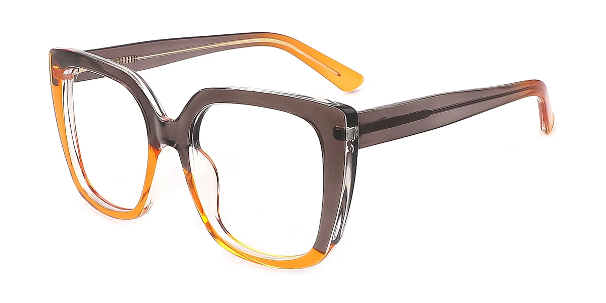 Orange Rectangle Retro Unique Gorgeous Spring Hinges Custom Engraving Eyeglasses | WhereLight