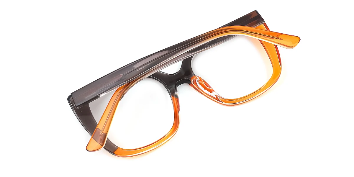 Orange Rectangle Retro Unique Gorgeous Spring Hinges Custom Engraving Eyeglasses | WhereLight
