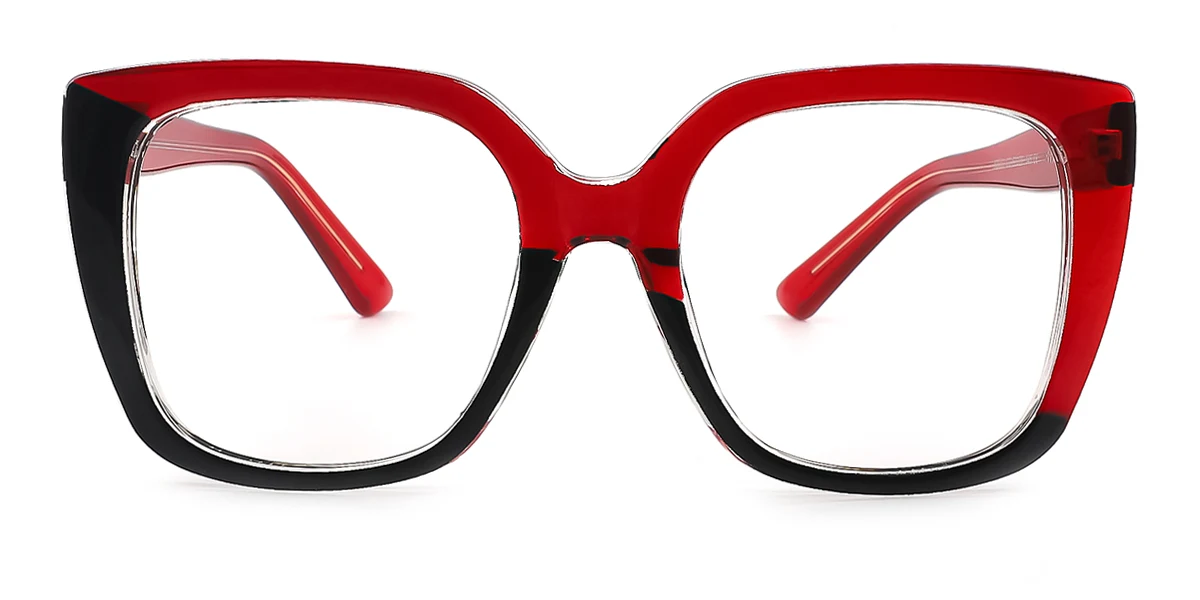 Red Rectangle Retro Unique Gorgeous Spring Hinges Custom Engraving Eyeglasses | WhereLight