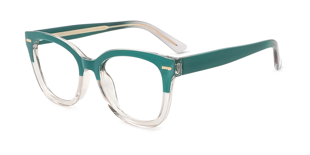 Green Oval Retro Unique Spring Hinges Custom Engraving Eyeglasses | WhereLight