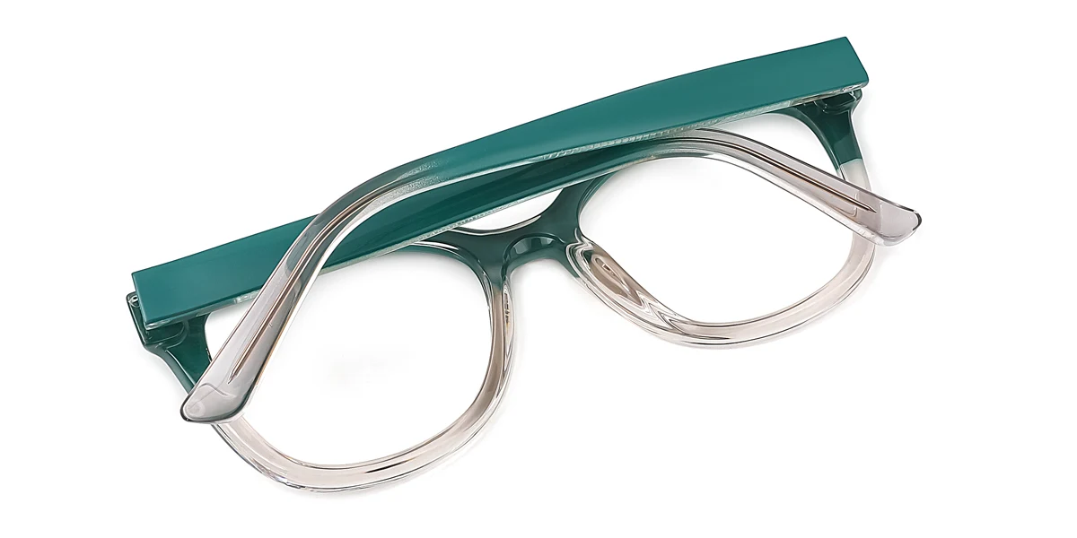 Green Oval Retro Unique Spring Hinges Custom Engraving Eyeglasses | WhereLight