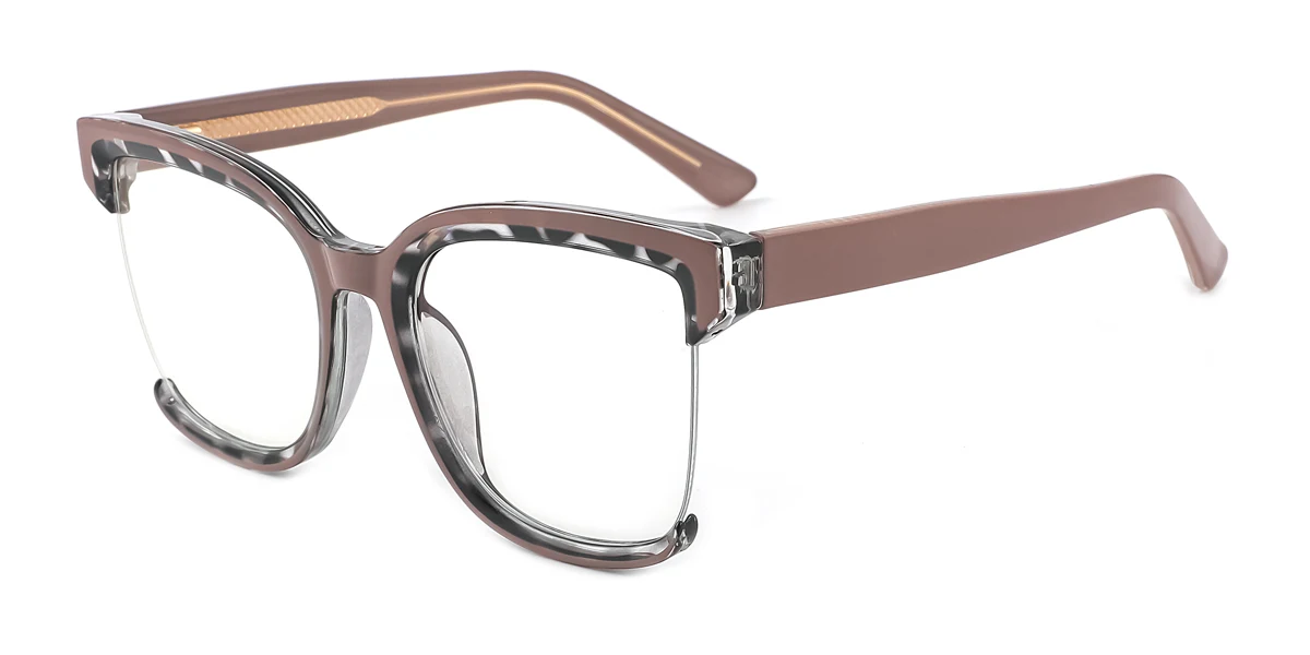 Brown Rectangle Unique Gorgeous Spring Hinges Custom Engraving Eyeglasses | WhereLight