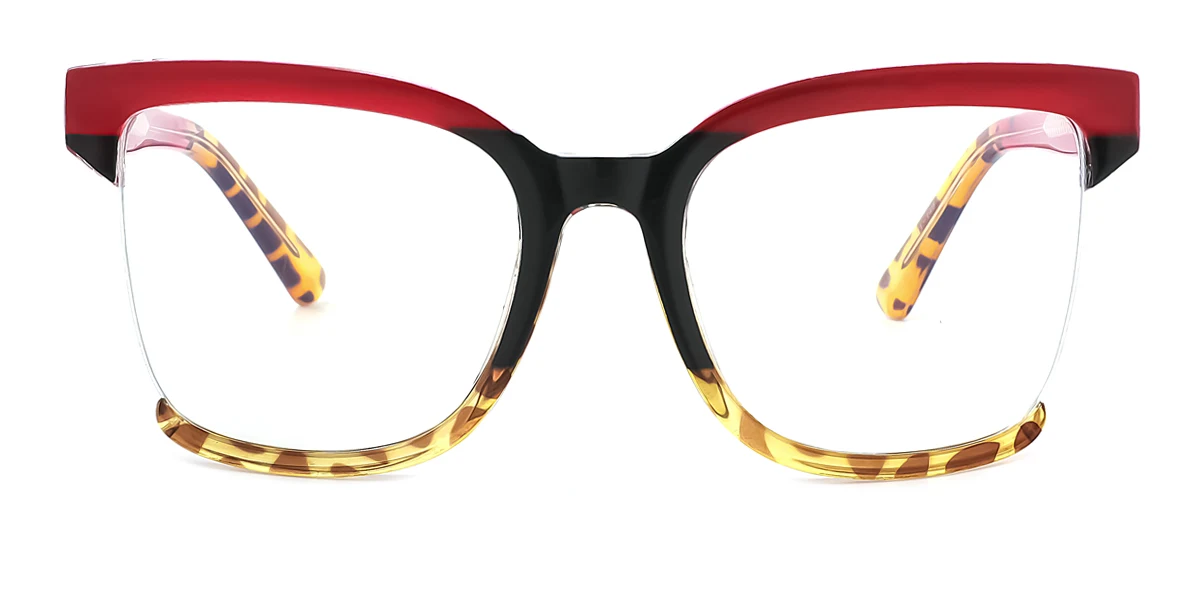 Red Rectangle Unique Gorgeous Spring Hinges Custom Engraving Eyeglasses | WhereLight