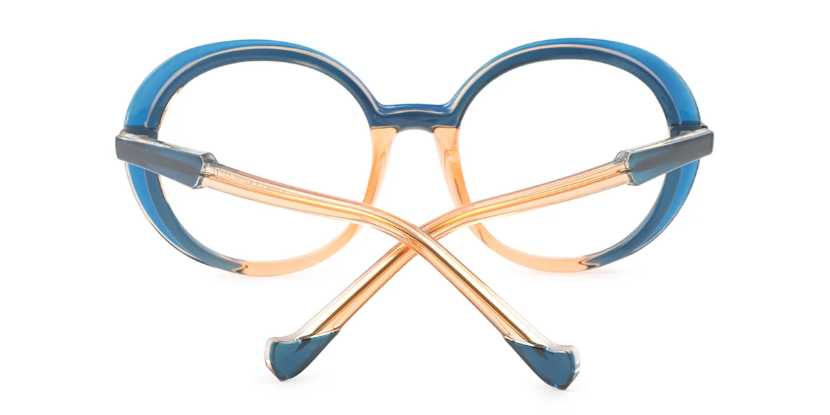 Blue Round Oval Simple Retro Unique Gorgeous Spring Hinges Custom Engraving Eyeglasses | WhereLight