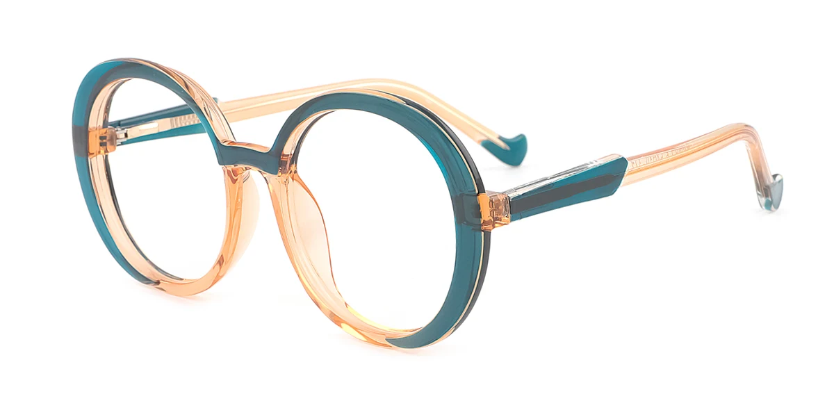 Blue Round Oval Simple Retro Unique Gorgeous Spring Hinges Custom Engraving Eyeglasses | WhereLight