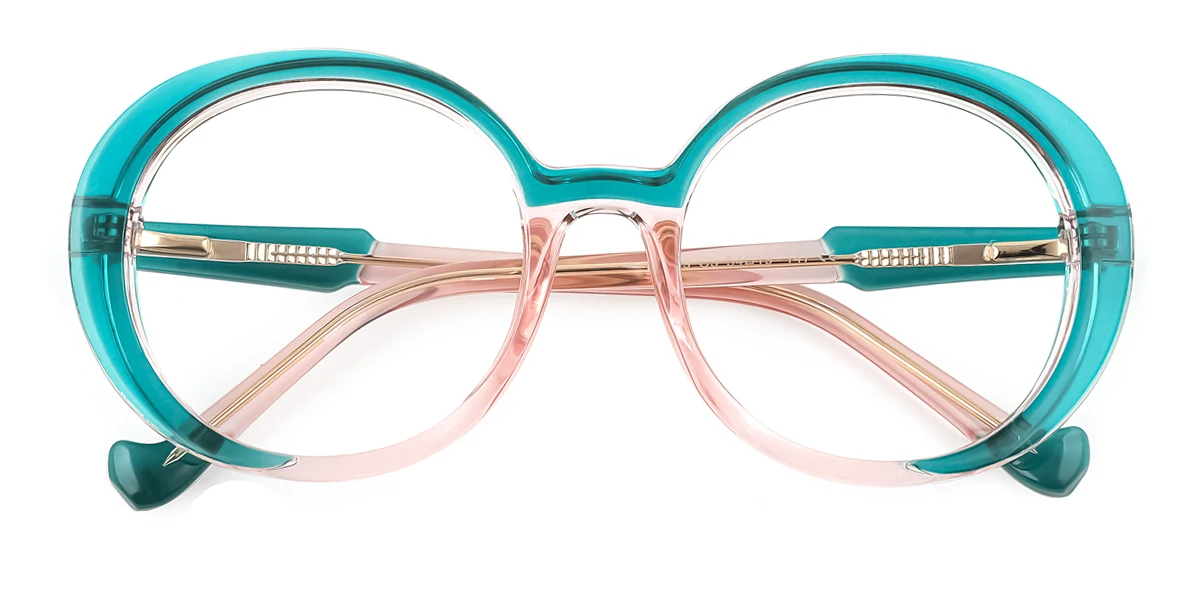 Green Round Oval Simple Retro Unique Gorgeous Spring Hinges Custom Engraving Eyeglasses | WhereLight