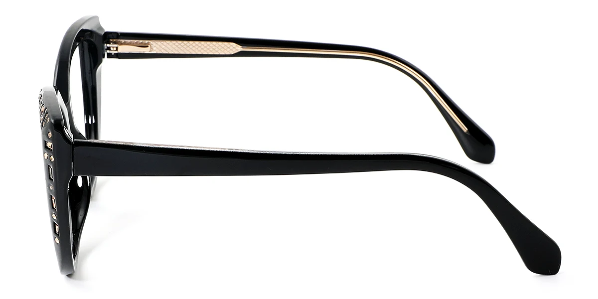 Black Cateye Classic Rhinestone Custom Engraving Eyeglasses | WhereLight