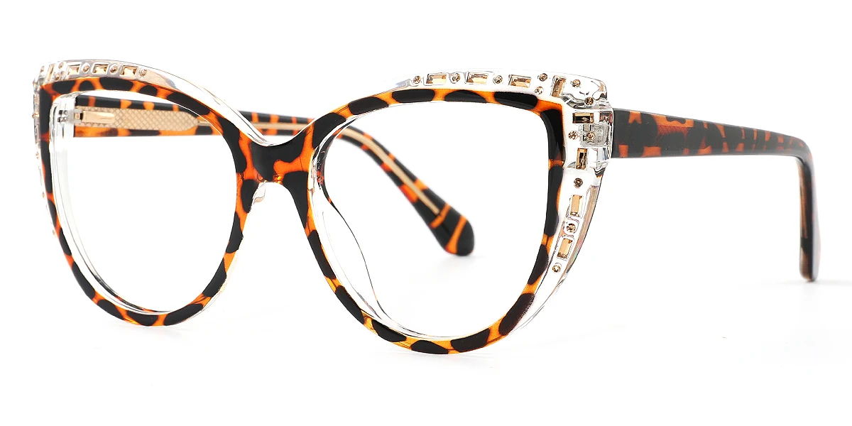 Tortoiseshell Cateye Classic Rhinestone Custom Engraving Eyeglasses | WhereLight