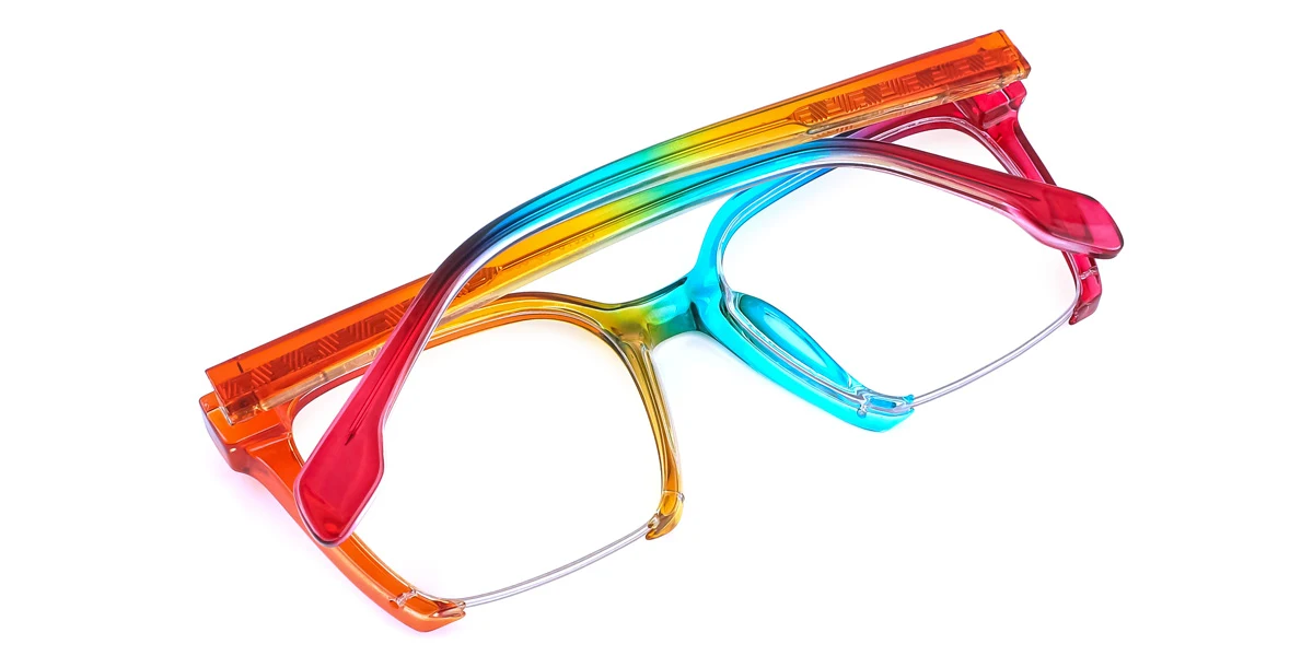 Multicolor Rectangle Unique Gorgeous Spring Hinges Custom Engraving Eyeglasses | WhereLight