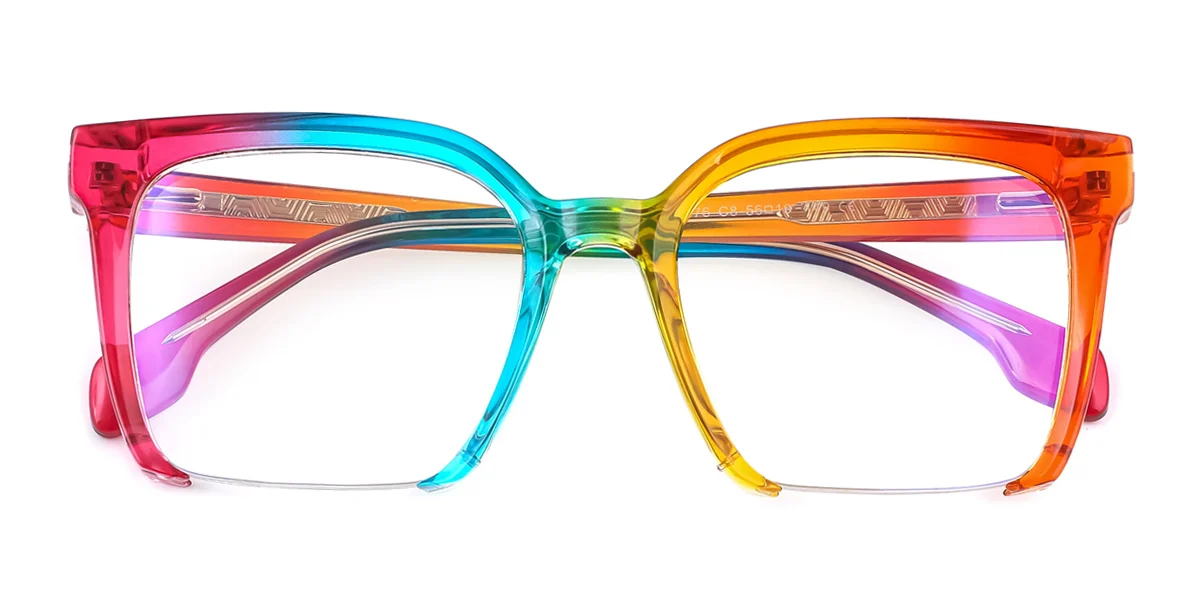Multicolor Rectangle Unique Gorgeous Spring Hinges Custom Engraving Eyeglasses | WhereLight