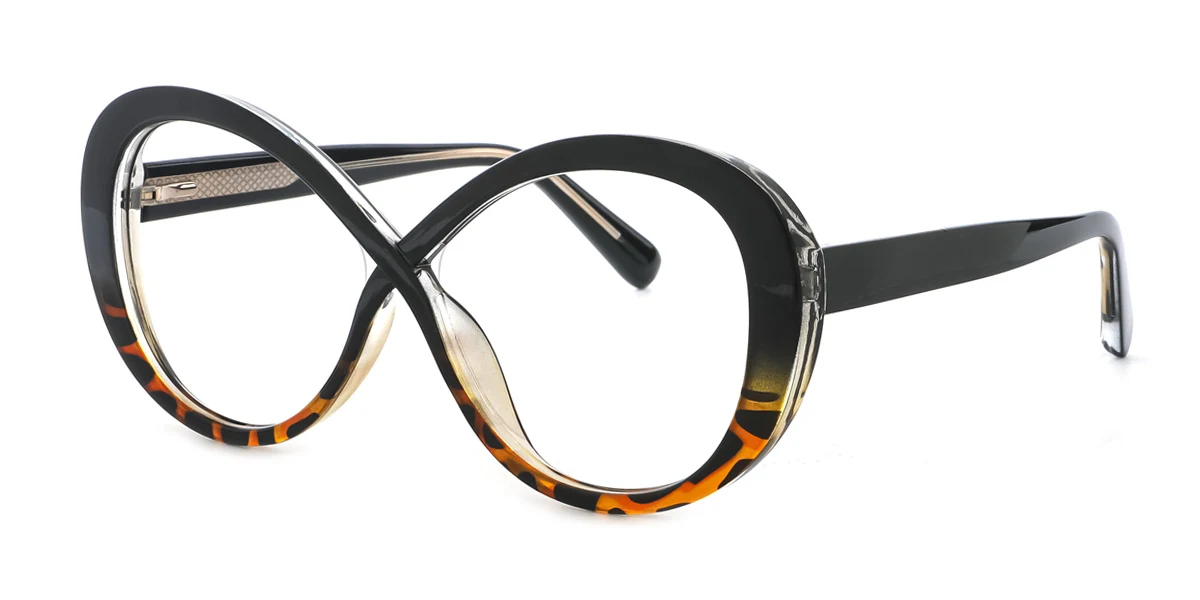 Black Irregular Unique Gorgeous Spring Hinges Custom Engraving Eyeglasses | WhereLight
