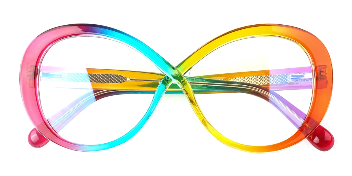 Multicolor Irregular Unique Gorgeous Spring Hinges Custom Engraving Eyeglasses | WhereLight