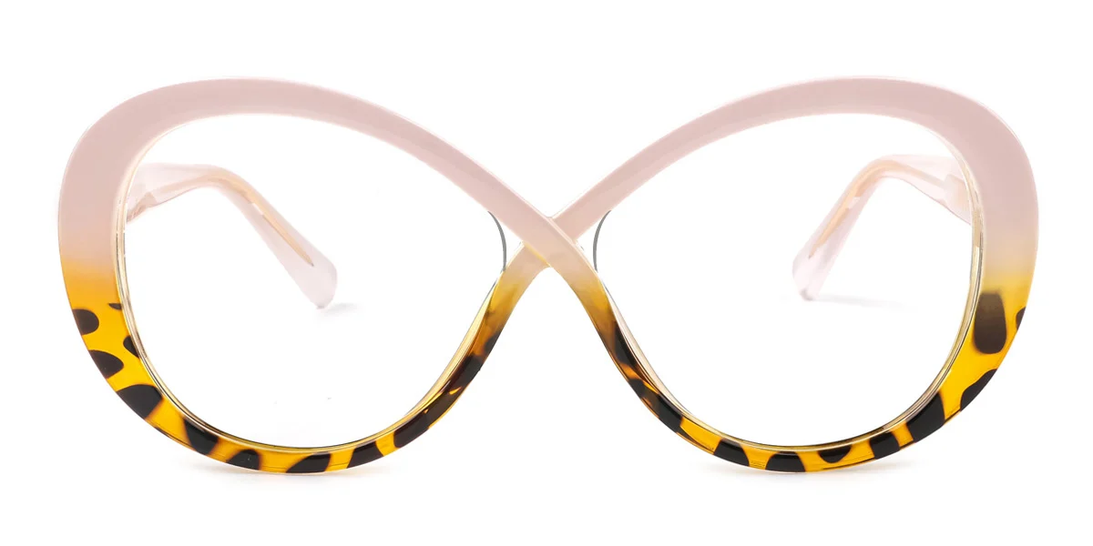 Pink Irregular Unique Gorgeous Spring Hinges Custom Engraving Eyeglasses | WhereLight