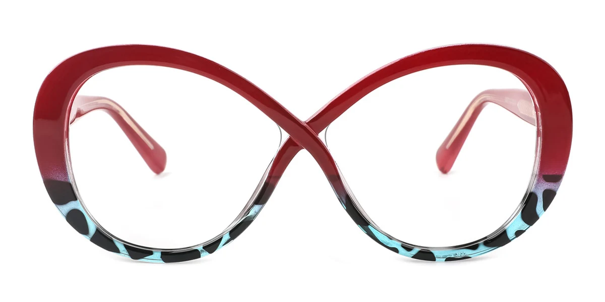 Red Irregular Unique Gorgeous Spring Hinges Custom Engraving Eyeglasses | WhereLight